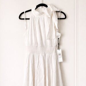 Calvin Klein Collection White Sleeveless Midi Dress with Neck Tie